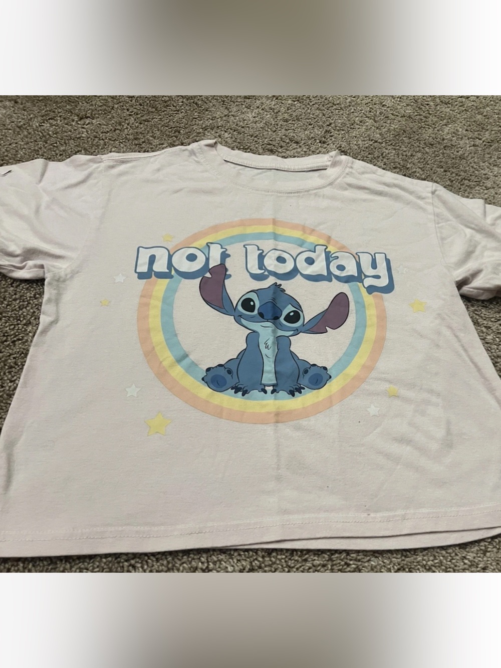 Disney Stitch Size S Not Today Cropped Short
